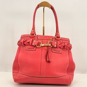 Coach Hamptons Red Pebbled Leather Carryall Tote Satchel Gold Hardware Y2K